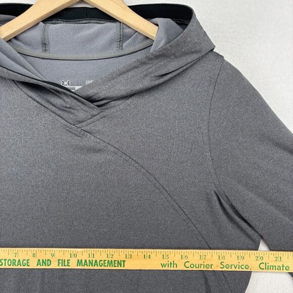 UNDER ARMOUR Hoodie Women M ColdGear Infrared EVO Fitted Sweatshirt Running Gray - Picture 11 of 13